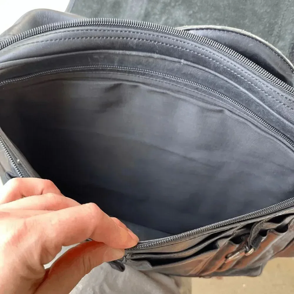 Eddie Bauer Full-Grain Leather Briefcase – Organizer Interior, Crossbody